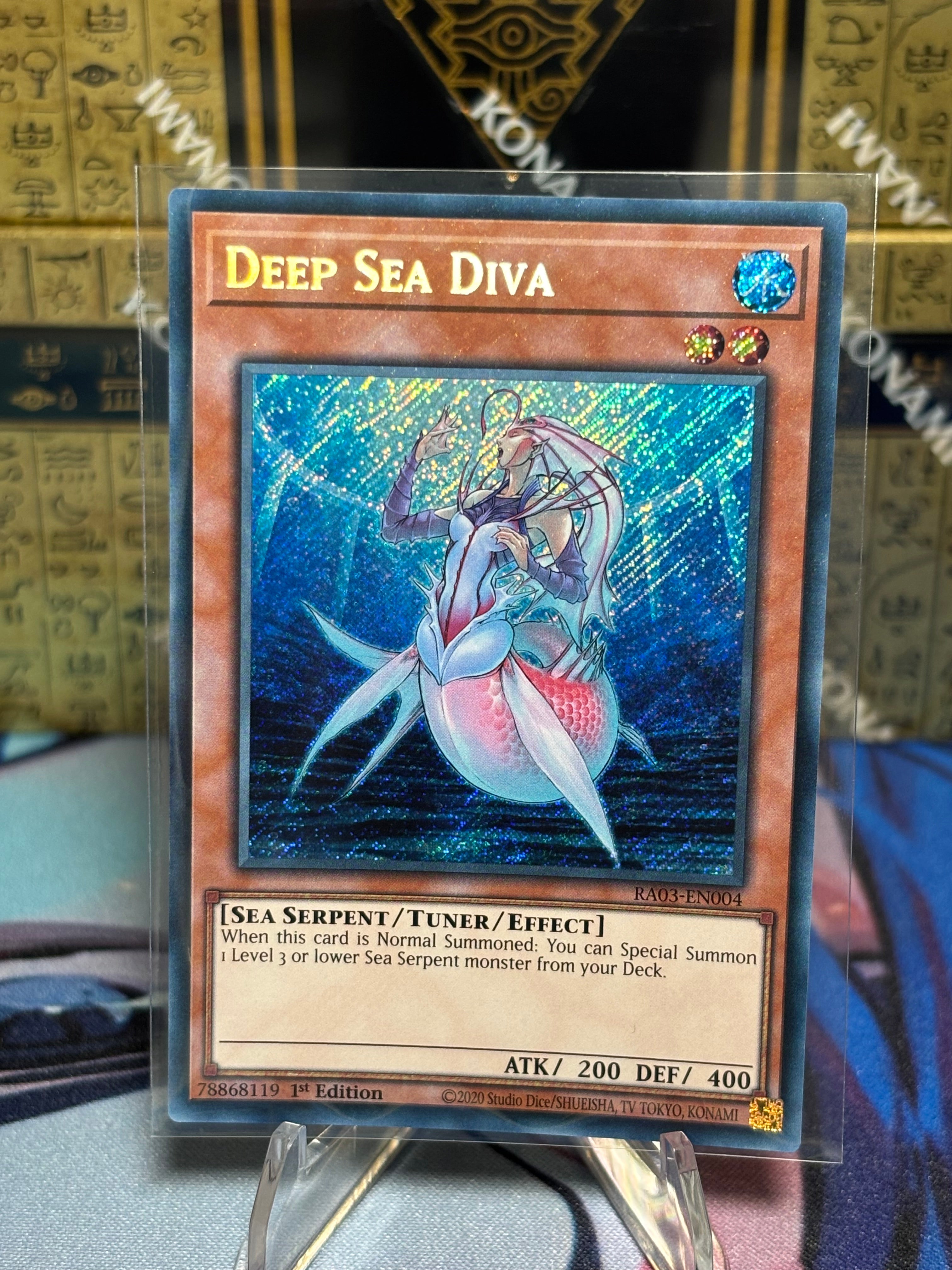 yugioh deep sea diva deck [Deep Diva] [Secret Rare] [1st Edition] [NM] [RA03-EN004] – CURATOR'S CARDS LTD Extended Art Type:Extended Art with PSA label cutout for PSA Slab + Magnetic Case pokemon_printable You can Special Summon Pokemon Trading Card Game