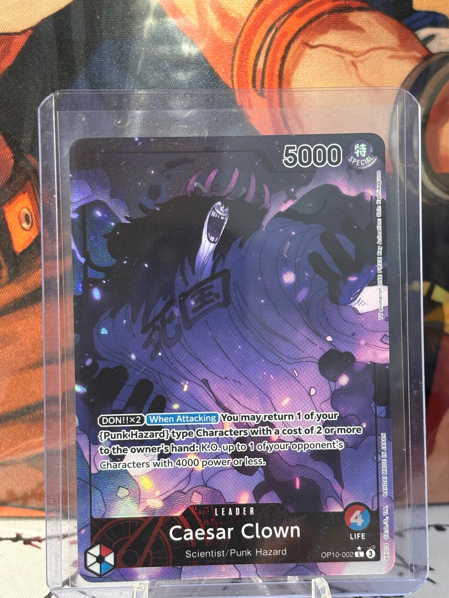 One Piece Caesar Clown Alt Art Leader Blue, Red Near Mint OP10-002