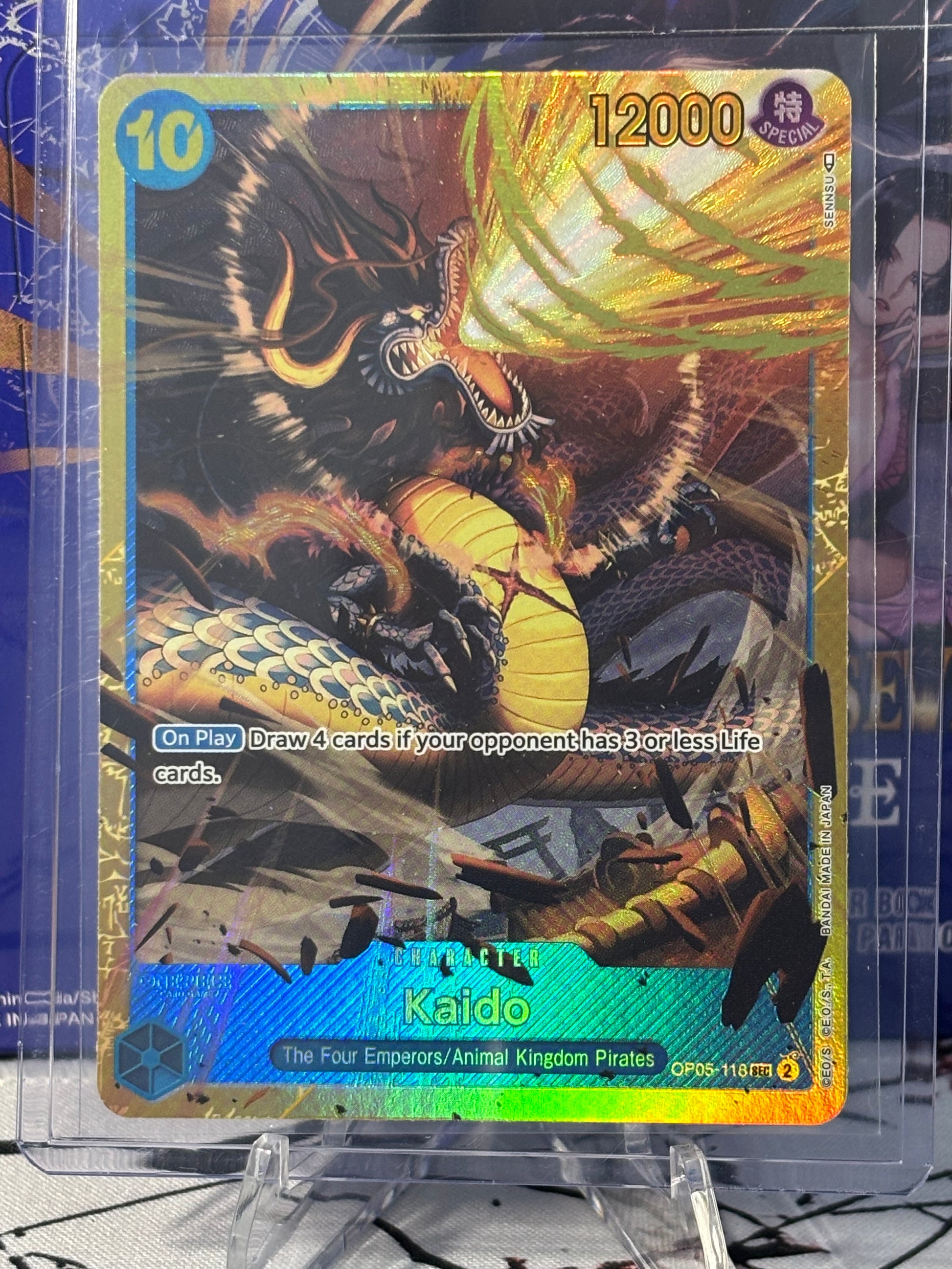 secret rare kaido card One Piece Kaido Secret Rare Blue Near Mint OP05-118 – CURATOR'S CARDS LTD