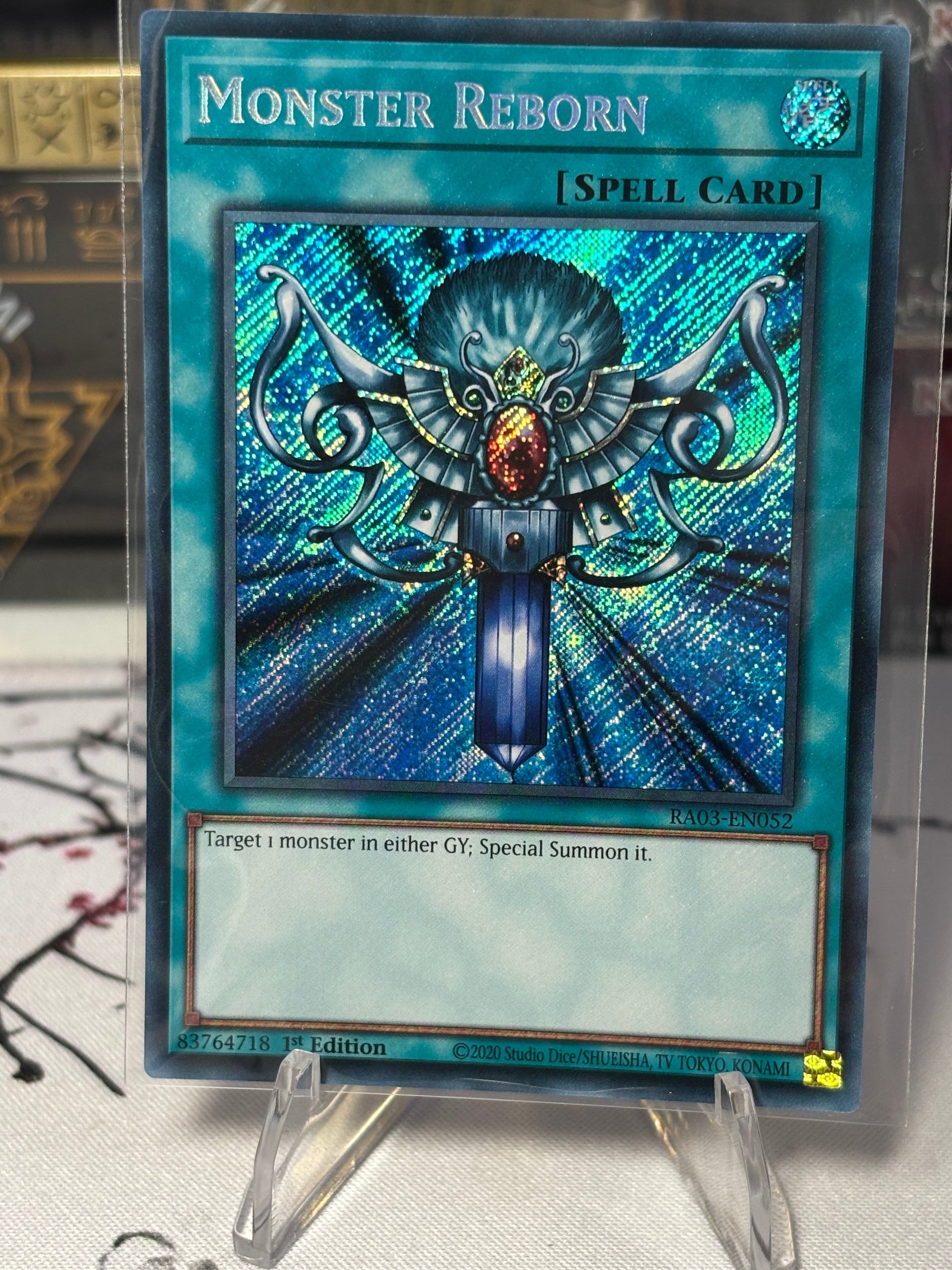 YUGIOH Monster Reborn Secret Rare 1st Edition Near Mint RA03-EN052 CURATOR'S CARDS LTD YUGIOH Monster Reborn Secret Rare 1st Edition Near Mint RA03-EN052 CURATOR'S CARDS LTD
