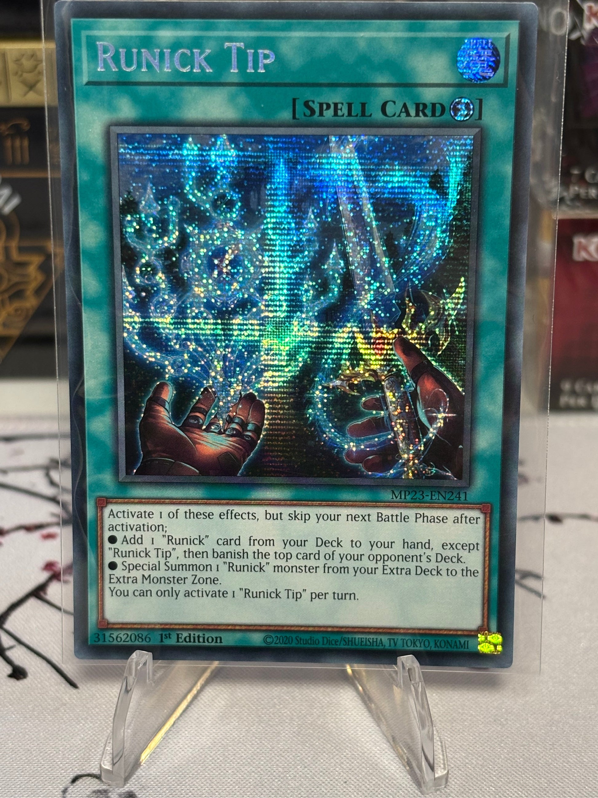 YUGIOH Runick Tip Secret Rare 1st Edition Near Mint MP23-EN241 CURATOR'S CARDS LTD YUGIOH Runick Tip Secret Rare 1st Edition Near Mint MP23-EN241 CURATOR'S CARDS LTD