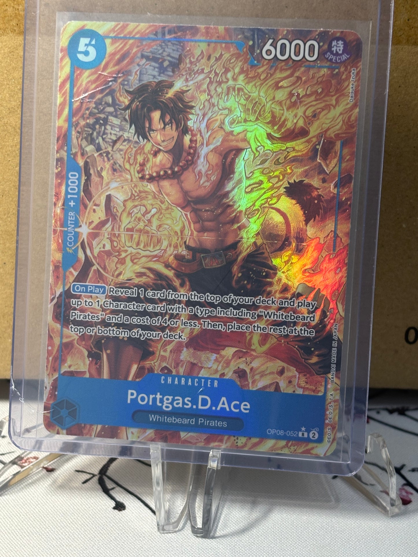 One Piece Portgas.D.Ace Alternate Art Blue Near Mint OP08-052