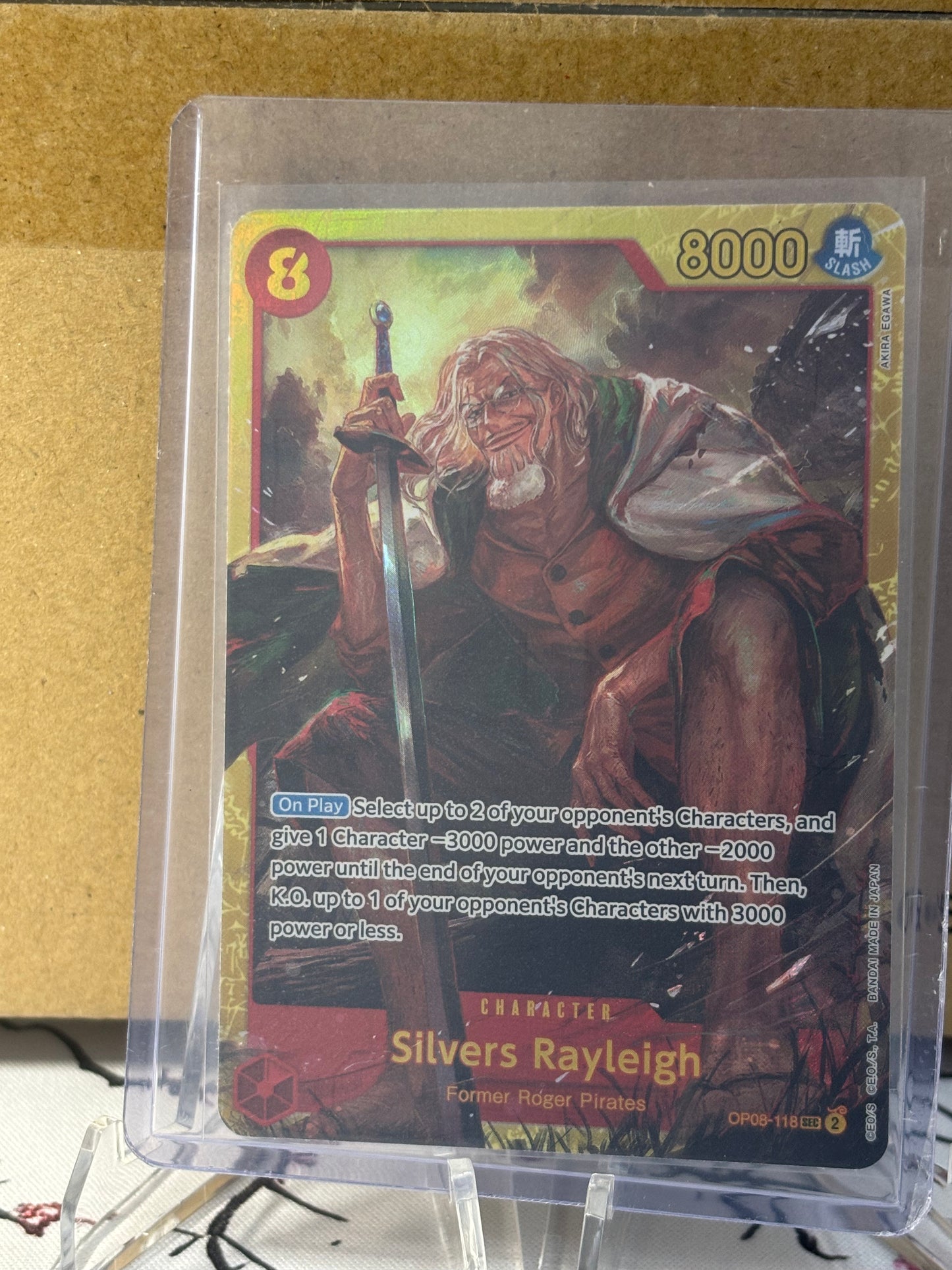 One Piece Silvers Rayleigh Secret Rare Red Near Mint OP08-118
