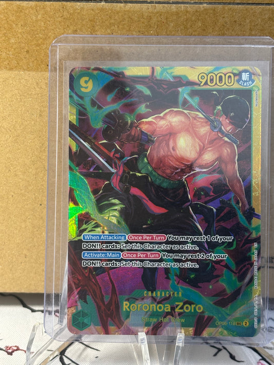 One Piece Roronoa Zoro (PRB02) Secret Rare Green Near Mint OP06-118