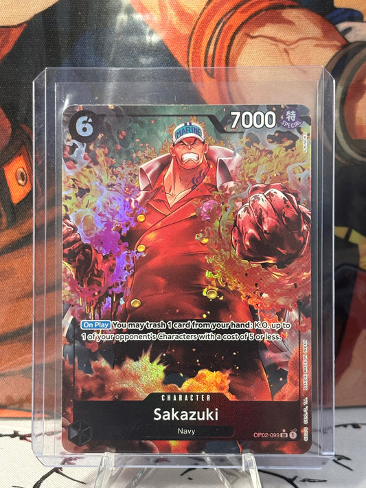 One Piece Sakazuki (PRB01) Alternate Art Black Near Mint OP02-099