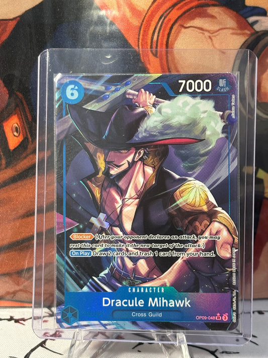 One Piece Drakule Mihawk Alternate Art Blue Near Mint OP09-048