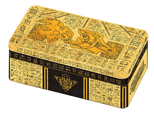 Decorative box with Egyptian hieroglyphics and illustrations on a white background